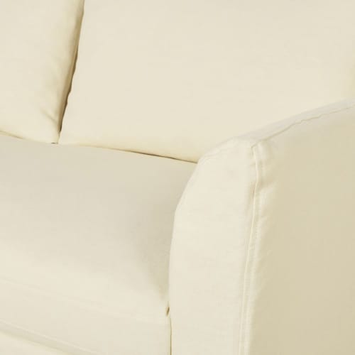 Sofas und sessel Gerade Sofas | 2-Sitzer-Schlafsofa mit dickem elfenbeinfarbenem Leinenbezug und Matratze 10 cm - KG26562