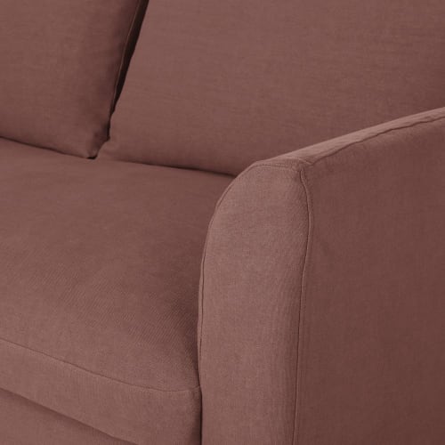 Sofas und sessel Gerade Sofas | 2-Sitzer-Schlafsofa mit dickem rhabarberrotem Leinenbezug und Matratze 10 cm - PQ52325
