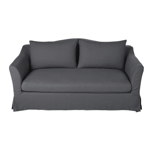 2-Sitzer-Sofa mit anthrazitgrauem Leinenbezug