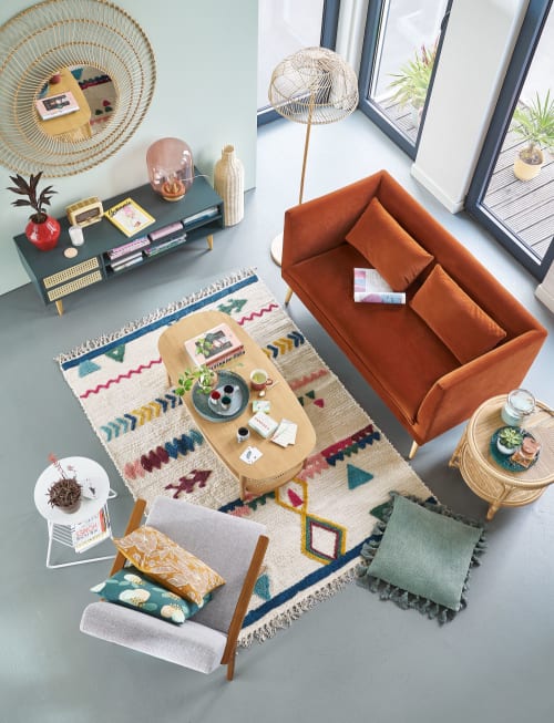 Sofas und sessel Gerade Sofas | 2-Sitzer-Sofa mit orangebraunem Samtbezug - WW04436