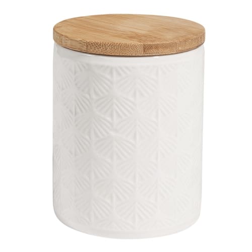 2 White Ceramic Jars with Lids Urban Garden Maisons du Monde