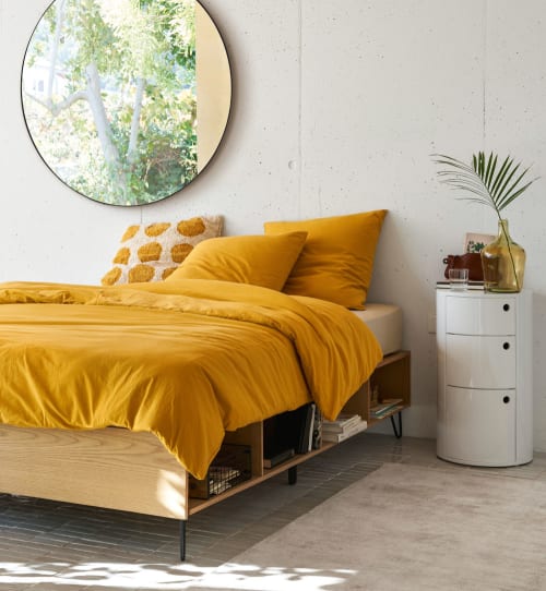 Soft furnishings and rugs Bedding | 220x240cm mustard organic washed cotton bedding set - VK91932