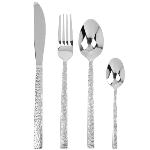 24-piece hammered silver steel cutlery set