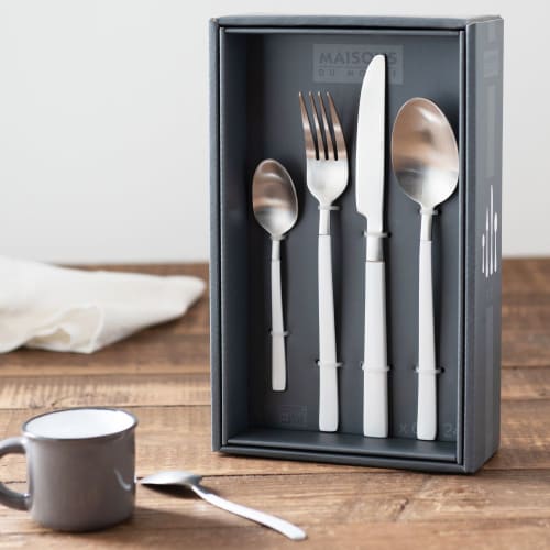 24Piece White Cutlery Set Matt Maisons du Monde
