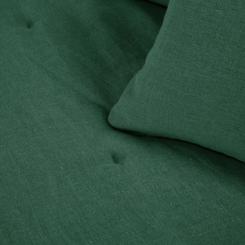 Good is beautiful Auswahl Good is beautiful Sofas | 3/4-Sitzer-Schlafsofa aus Leinen-Crinkle, grün, Matratze 6cm - HJ80299