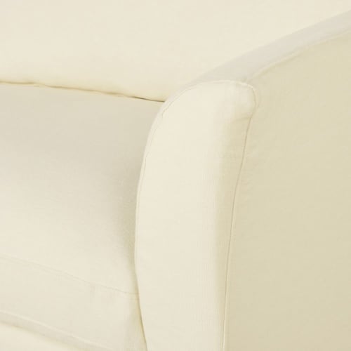Sofas und sessel Gerade Sofas | 3/4-Sitzer-Schlafsofa mit dickem elfenbeinfarbenem Leinenbezug und Matratze 10 cm - BE10989
