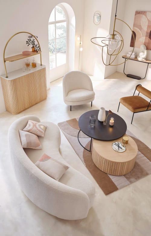 3/4-Sitzer-Sofa für die gewerbliche Nutzung, aus naturweißem  Bouclette-Gewebe Dorset Business