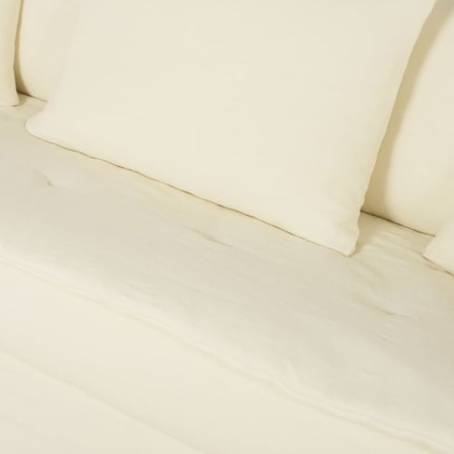 Sofas und sessel Gerade Sofas | 3/4-Sitzer-Sofa mit dickem elfenbeinfarbenem Leinenbezug - PW20135