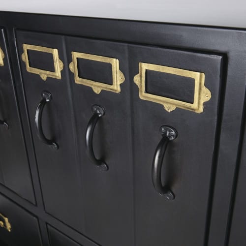 3 Door 6 Drawer Black Metal Storage Cabinet Officer Maisons Du Monde