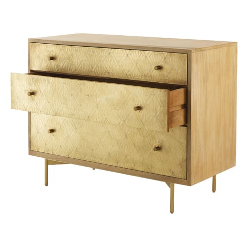 3-drawer chest of drawers in gold engraved sheet metal Goldy | Maisons ...