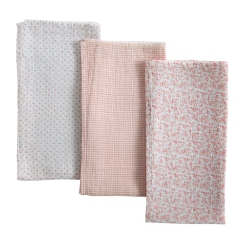 3 pink cotton swaddling bands 70 x 70 cm Victorine Maisons du Monde