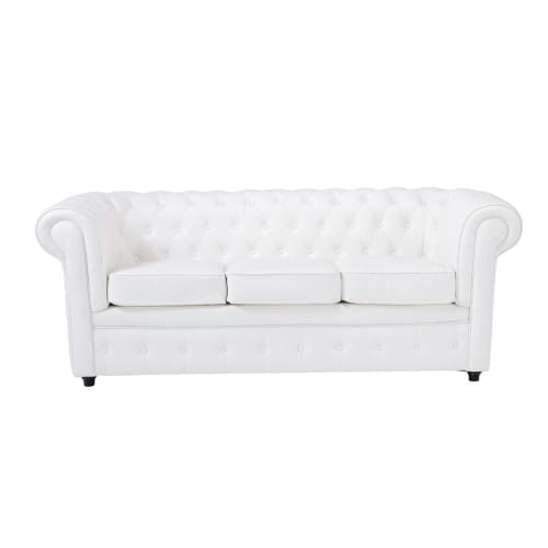 3-Seater Button Sofa in White Chesterfield | Maisons du Monde