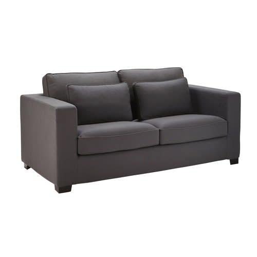 3 Seater Cotton Sofa Bed In Slate Grey Mattress 6 Cm