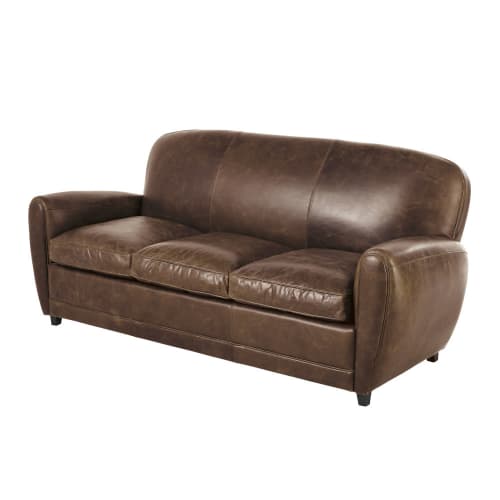 Business Sofas | 3-Sitzer-Schlafsofa im Vintage-Stil, aus Leder, braun - VN46884