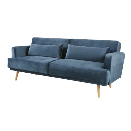 Sofas und sessel Klick-Klack | 3-Sitzer-Sofa Clic-Clac mit dunkelblauem Samtbezug - NF96146