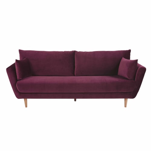 Sofas und sessel Gerade Sofas | 3-Sitzer-Sofa mit Samtbezug, bordeauxrot - FV86165