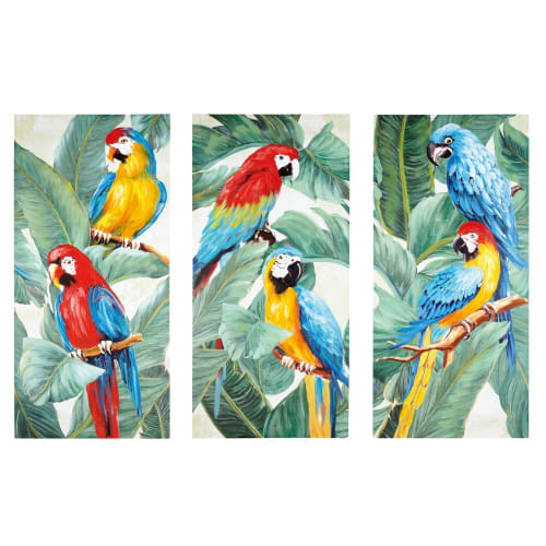 Dekoration Bilder | 3-teiliges Leinwandbild Papageien 270x190 - NE22607