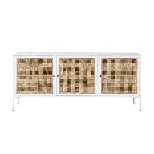 Möbel Sideboards | 3-türiges Büffet aus weißem Acaciaholz und Bambus - PZ72143