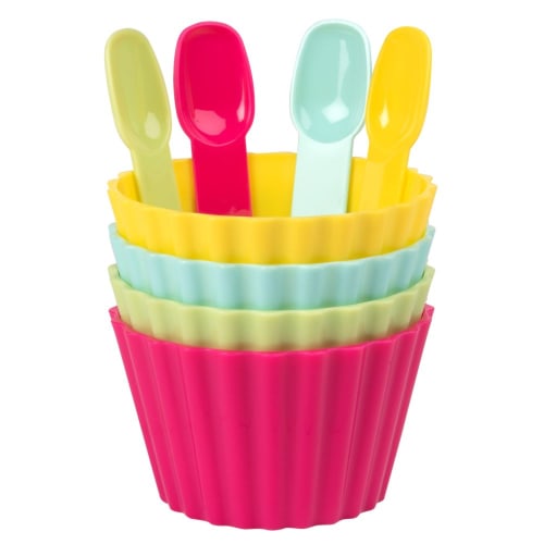 4 Pots A Glace Avec Petites Cuilleres Multicolores Arc En Ciel Maisons Du Monde