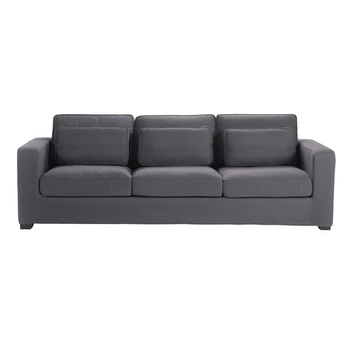 4 Seater Cotton Sofa In Slate Grey