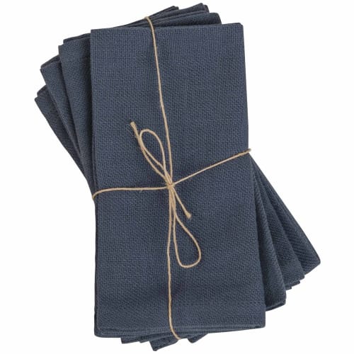 4 serviettes en coton lavé bleu 40x40
