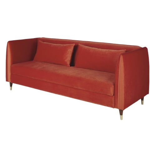 Sofas und sessel Klick-Klack | 4-Sitzer-Sofa Clic-Clac mit orangefarbenem Samtbezug - DU15959