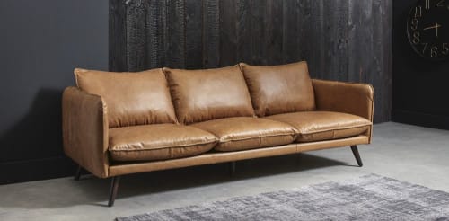 4 Sitzer Vintage Sofa Kamelfarbener Lederbezug Morgan Maisons Du Monde
