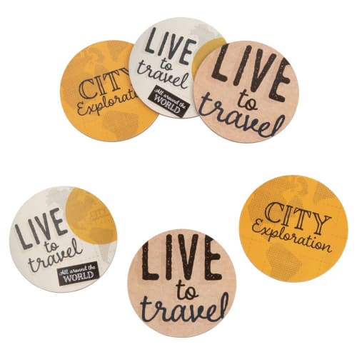 6 Dessous De Verre Ronds En Liege Multicolore Imprime Traveller Maisons Du Monde
