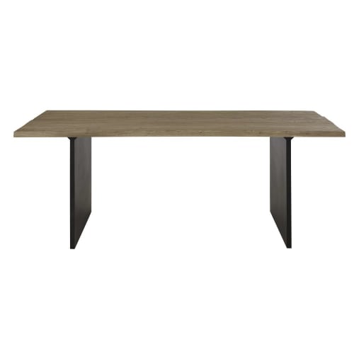 8/10-person dining table in recycled elm and metal L200cm