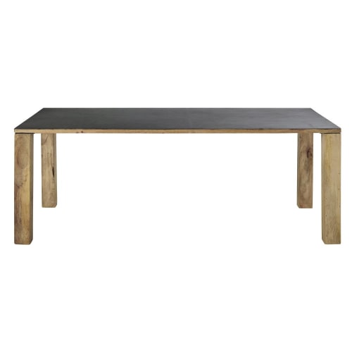 8/10-person dining table in solid mango wood and metal L200cm