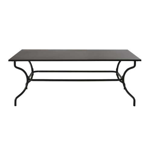 Outdoor collection Outdoor dining tables | 8/10-person garden table in black wrought iron and black metal L200cm - IS25985