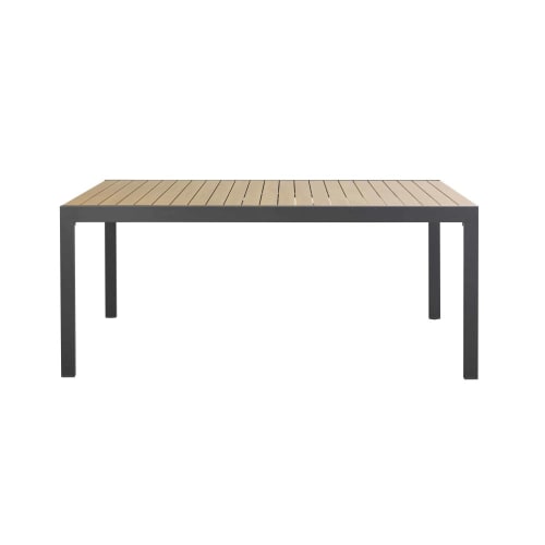 Outdoor collection Outdoor dining tables | 8/12-person extendable garden table in charcoal grey and teak-style aluminium L180cm/270cm - PJ67649