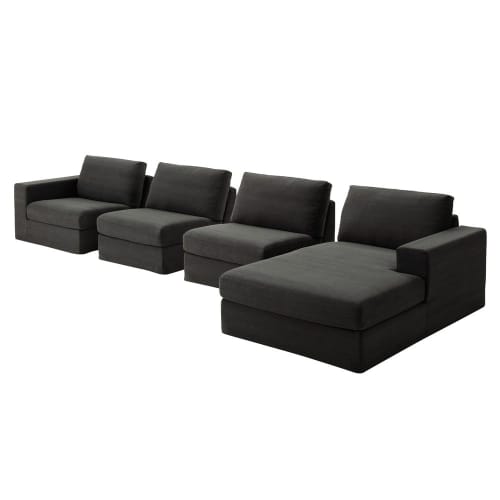 Canapés et fauteuils Canapés modulables | Accoudoir gauche de canapé en coton gris - QI52808