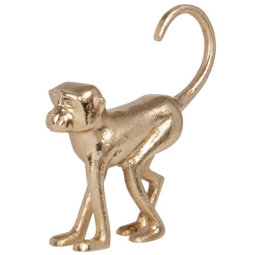 Dekoration Figuren und Statuen | Affen-Statuette aus goldfarbenem Metall, H18cm - XO10184