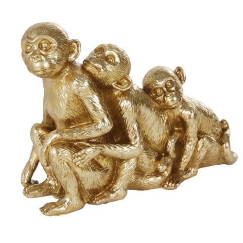 Dekoration Figuren und Statuen | Affenfamilien-Figur, goldfarben, H40cm - RE61545