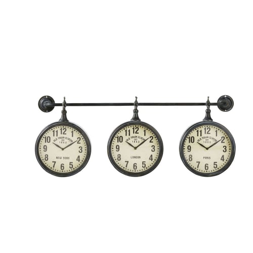 Aged-Effect Metal Industrial-Style Clocks (x3) 83x35