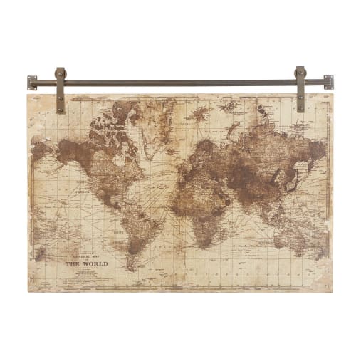 maison du monde carte Aged Effect World Map Print Wall Art 121x91 Jackson | Maisons du Monde