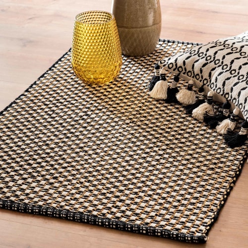 Alfombra de algodón color crudo y negro 60x90 Copra Maisons du Monde Alfombra de algodón color crudo y negro 60x90 Copra Maisons du Monde