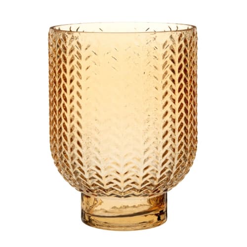 Amber Tinted Etched Glass Vase H20 | Maisons du Monde