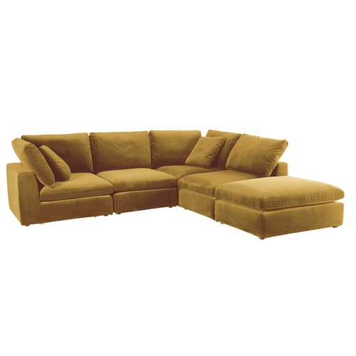 Canapés et fauteuils Canapés modulables | Angle pour canapé modulable en velours jaune - JF32892