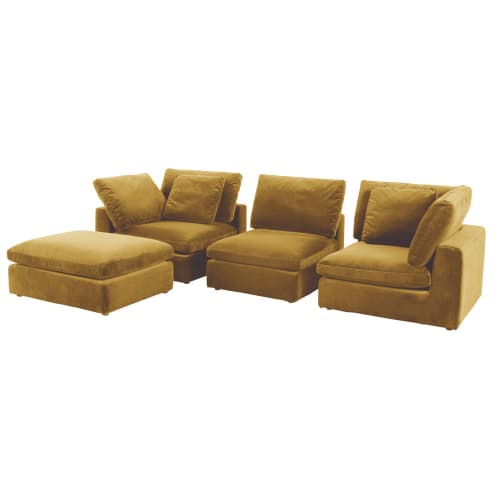 Canapés et fauteuils Canapés modulables | Angle pour canapé modulable en velours jaune - JF32892