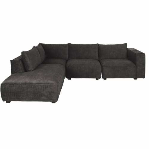 Angolo per divano componibile in velluto marmorizzato grigio scuro Barack