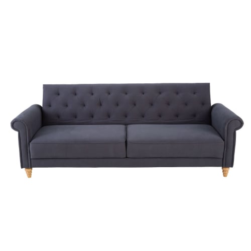 Anthracite Grey 3Seater Cotton Sofa Bed Lise Maisons du Monde