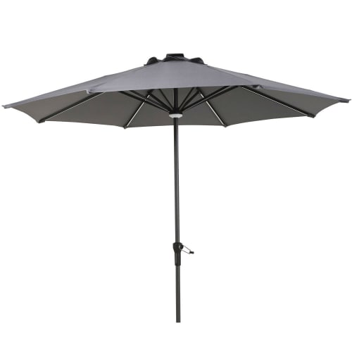 Anthracite Grey Canvas Led Light Up Parasol Luciole Maisons Du Monde