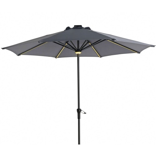 Anthracite Grey Canvas Led Light Up Parasol Luciole Maisons Du Monde