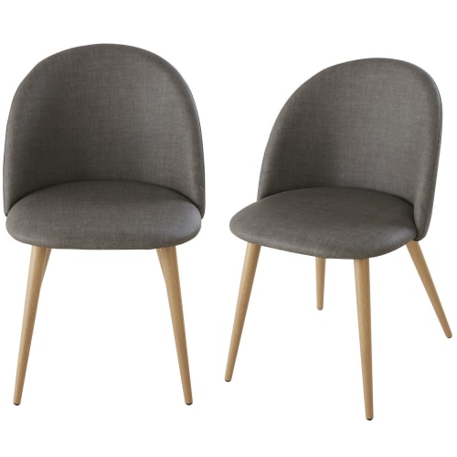 Antracietgrijze vintage stoelen met metaal en eikenhouteffect voor professioneel gebruik (x2)