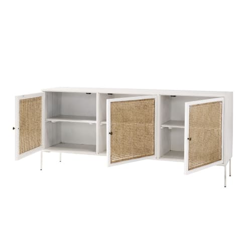 Aparador con 3 puertas de acacia blanco y bambú Izmir | Maisons du Monde