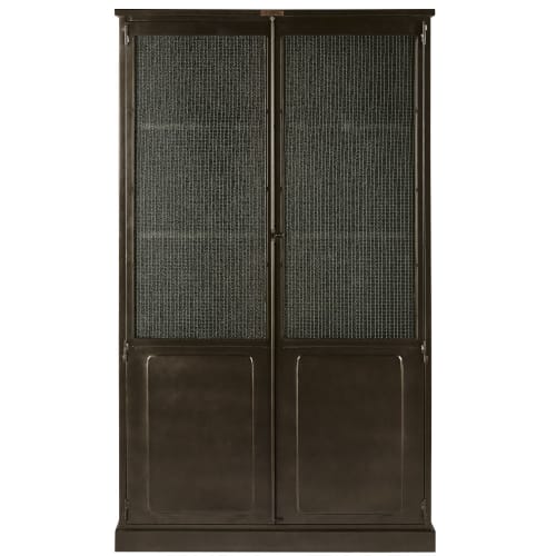 Armario Com 2 Portas De Vidro Aramado E Metal Cor Bronze Kong Maisons Du Monde