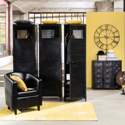 Armario de metal negro con efecto envejecido An. 55 cm Edison | Maisons