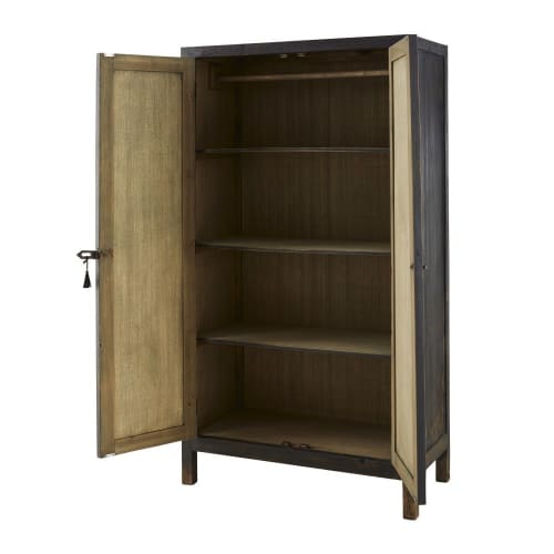 Armario de metal negro con efecto envejecido y 2 puertas Sabi | Maisons